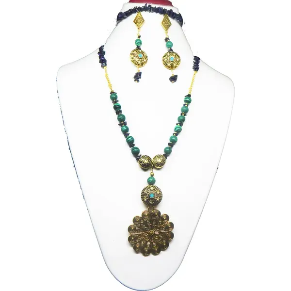 Blue_Gemstone_Goldstone_Chips_Malachite_Beads_Necklace_For_Women