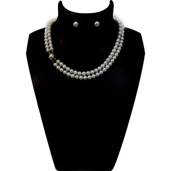 White_2_Line_Real_Pearl_Choker_Necklace_For_Women