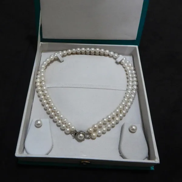 White_2_Line_Real_Pearl_Choker_Necklace_For_Women