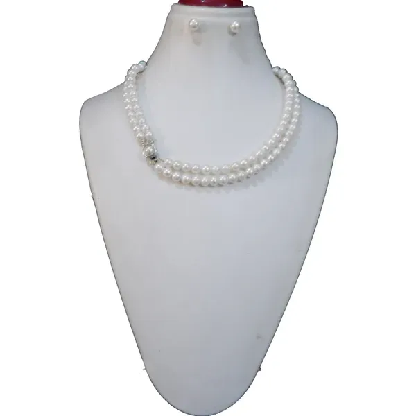 White_2_Line_Real_Pearl_Choker_Necklace_For_Women