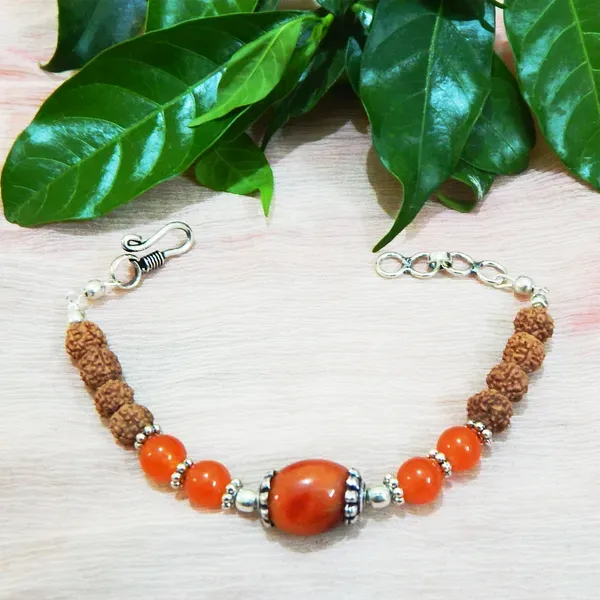 Orange_Gemstone_Carnelian_Rudraksha_Beads_Bracelet_For_Women