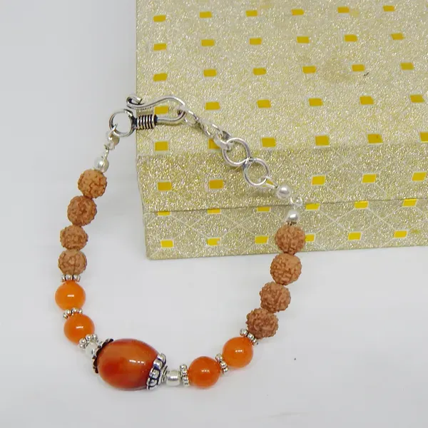 Orange_Gemstone_Carnelian_Rudraksha_Beads_Bracelet_For_Women
