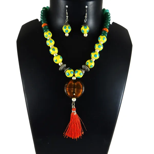 Yellow_Glass_Fancy_Lampwork_Beads_Necklace_For_Women