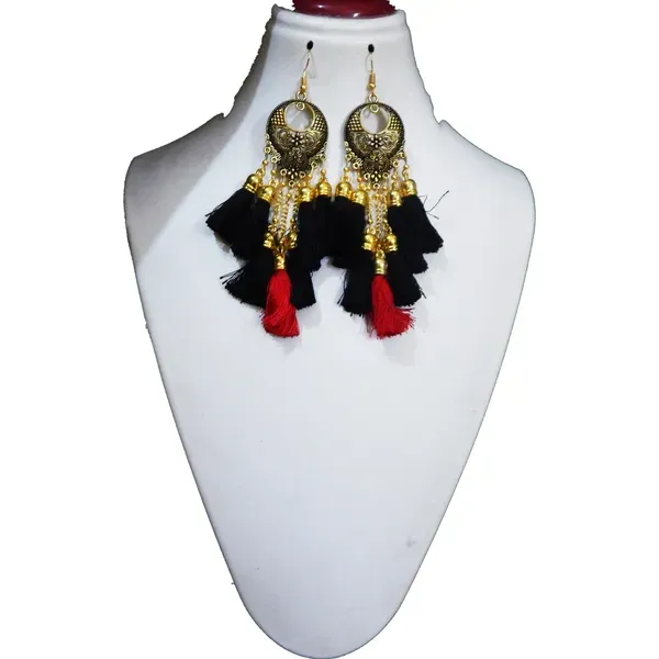 Multicolor_Metal_Chadbalii_With_Black_Red_Tassels_Hanging_Earrings_For_Wome_More