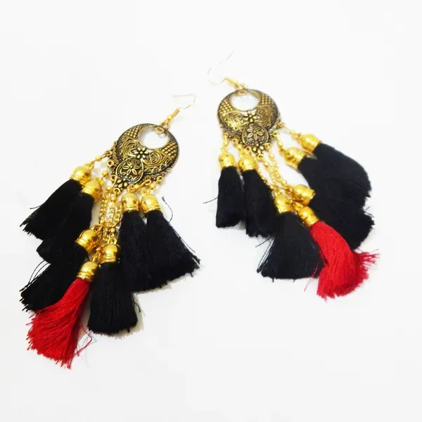 Multicolor_Metal_Chadbalii_With_Black_Red_Tassels_Hanging_Earrings_For_Wome_More