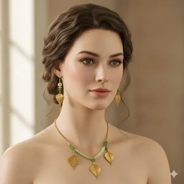 Gold_Glass_Beads_Metal_Pendant_Necklace_For_Women