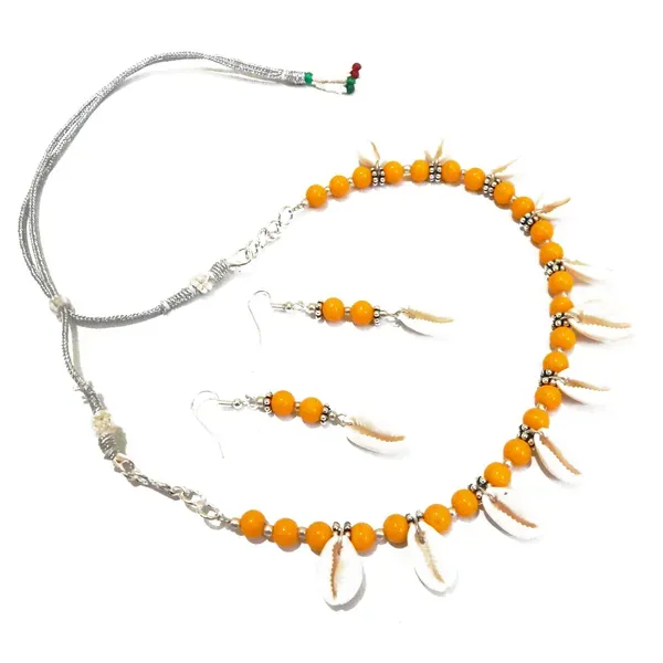 Yellow_Sea_Shell_Glass_Beads_Choker_Necklace_For_Women
