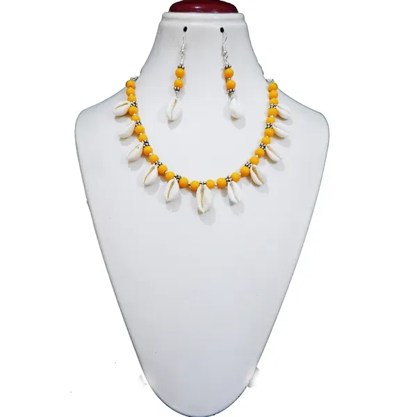 Yellow_Sea_Shell_Glass_Beads_Choker_Necklace_For_Women