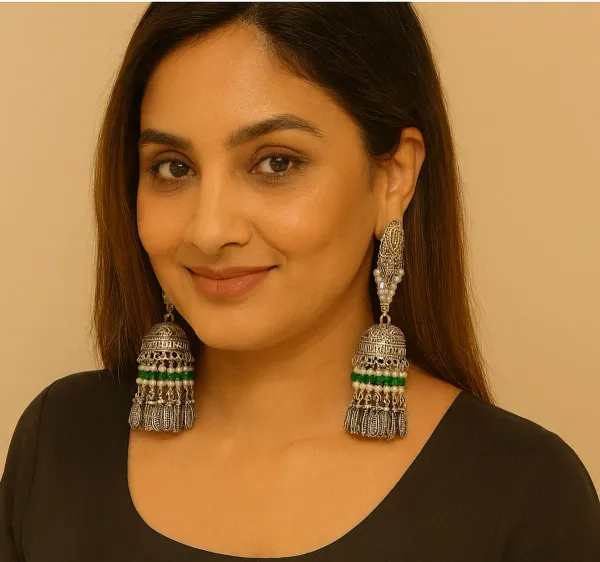 Silver_Metal_Jhumka_With_Chandbali_Hook_Earrings_For_Women