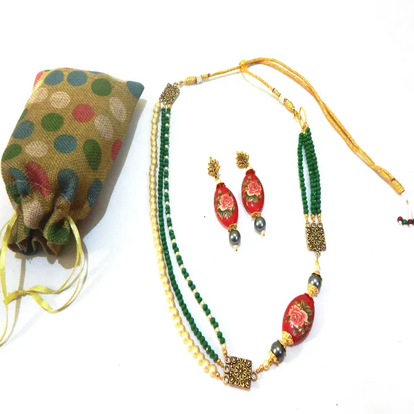 Green_Printed_Glass_Beads_Fancy_Jewelry_For_Women