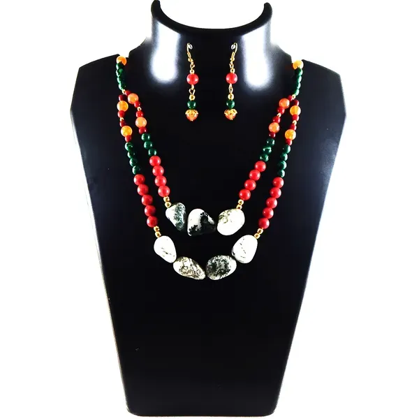 Multicolor_Gemstone_Tumble_Stone_Beaded_Double_Line_Necklace_For_Women