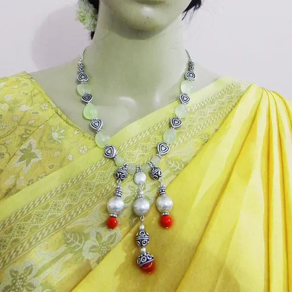 Multicolor_Gemstone_Tumble_Metal_Beads_Fancy_Necklace_For_Women