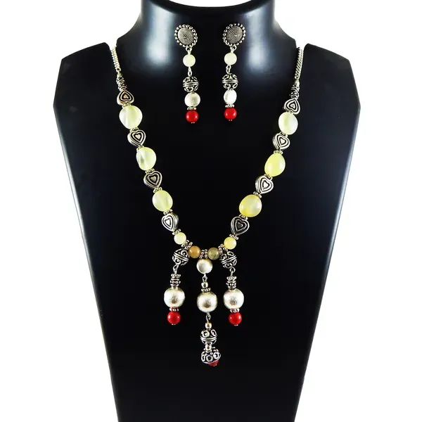 Multicolor_Gemstone_Tumble_Metal_Beads_Fancy_Necklace_For_Women