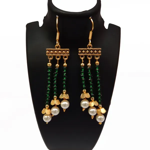 Green_Glass_Seed_Beaded_With_Pearl_Earrings_For_Women