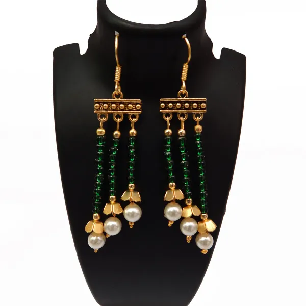 Green_Glass_Seed_Beaded_With_Pearl_Earrings_For_Women