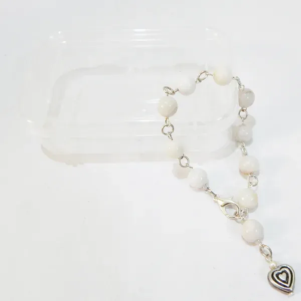 White_Gemstonewhite_Agate_Beads_With_Charms_Bracelet_For_Women