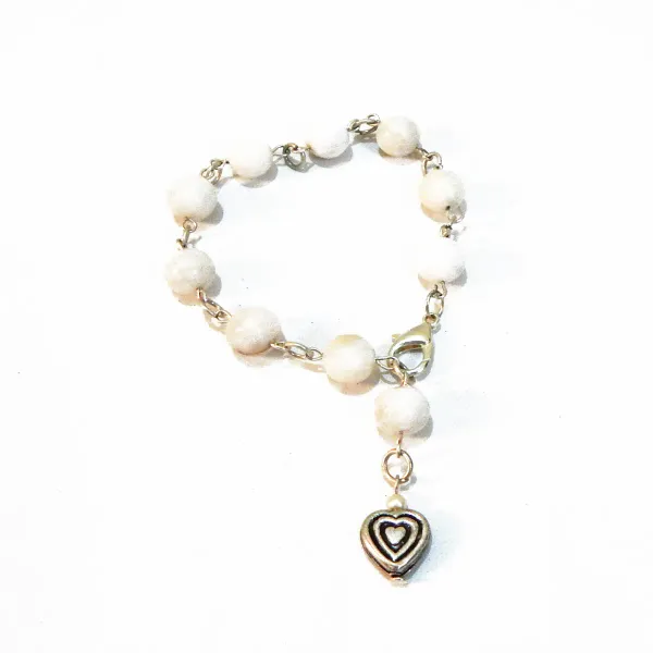 White_Gemstonewhite_Agate_Beads_With_Charms_Bracelet_For_Women