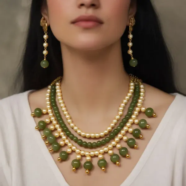 Olive_Synthetic_Pearl_Color_Glass_Beads_Necklace_For_Women