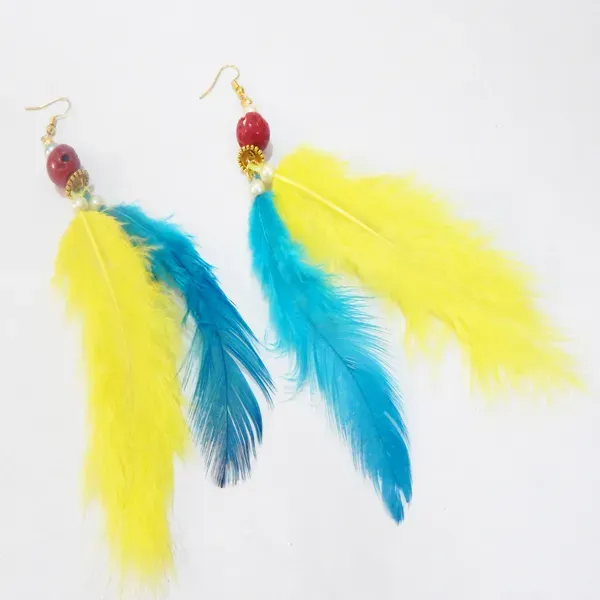 Multicolor_Feather_Hanging_Hook_Earrings_For_Girls