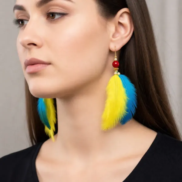 Multicolor_Feather_Hanging_Hook_Earrings_For_Girls