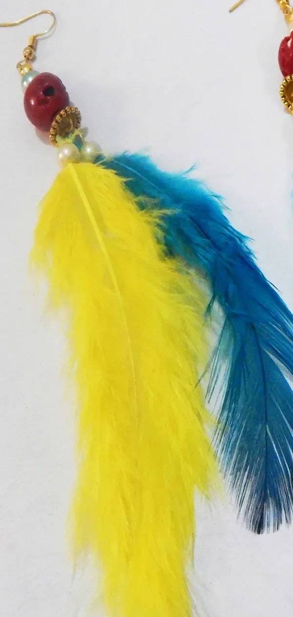 Multicolor_Feather_Hanging_Hook_Earrings_For_Girls