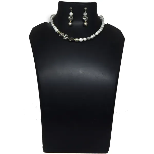 White_Gem_Stone_Howlite_Beads_Choker_Necklace_For_Women