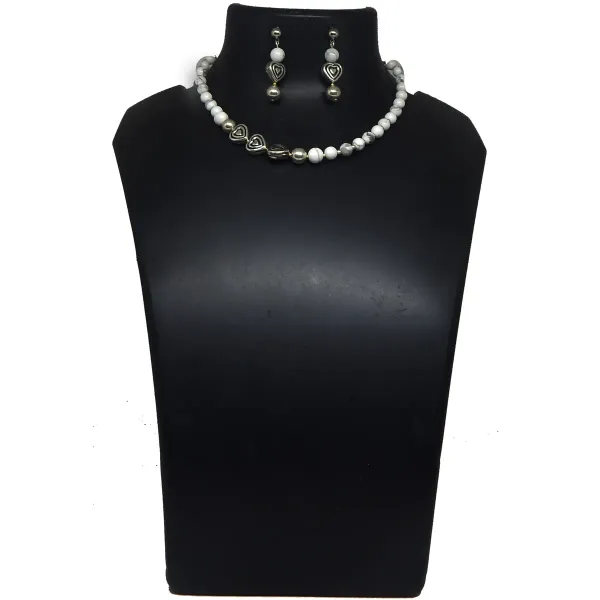 White_Gem_Stone_Howlite_Beads_Choker_Necklace_For_Women