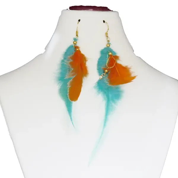 Multicolor_Feather_Hanging_Hook_Earrings_For_Girls