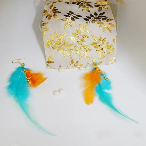 Multicolor_Feather_Hanging_Hook_Earrings_For_Girls