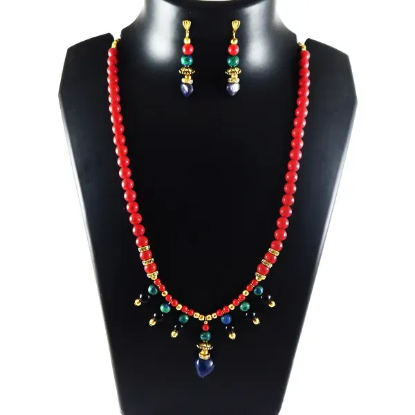 Red_Gemstone_Coral_Beads_Necklace_For_Women