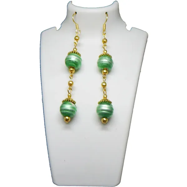 Silver_Foil_Glass_Beads_Hanging_Hook_Earrings_For_Women
