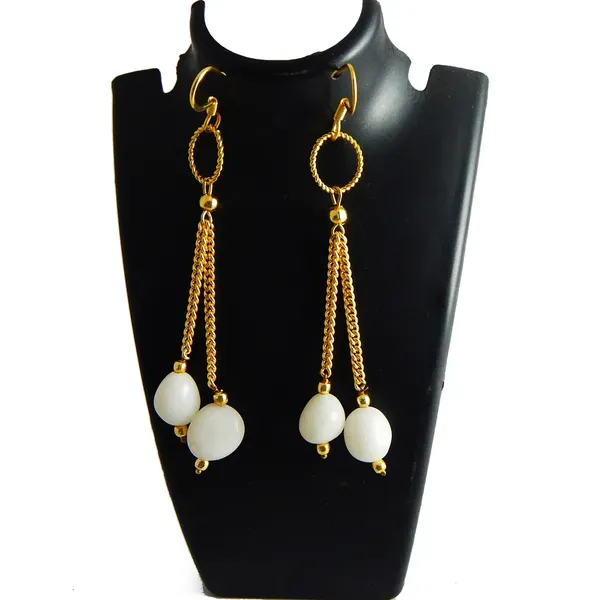 White_Gemstone_Tumble_Agate_Earrings_For_Women