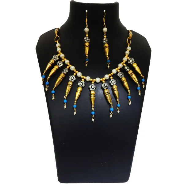 Sky_Blue_Gemstone_Turquoise_Metal_Beads_Fancy_Necklace_For_Women