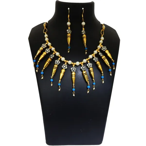 Sky_Blue_Gemstone_Turquoise_Metal_Beads_Fancy_Necklace_For_Women