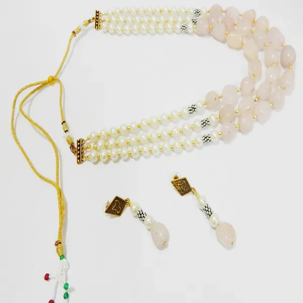 Pink_Gemstone_Rose_Quartz_Agate_Synthetic_Pearl_Necklace_For_Women
