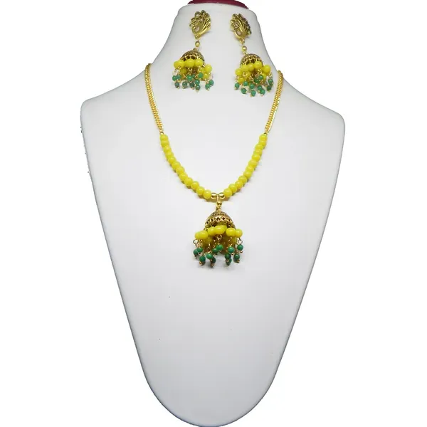 Yellow_Glass_Beads_Metal_Jhumka_Necklace_For_Women