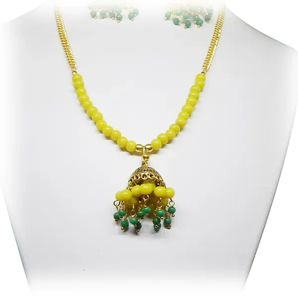Yellow_Glass_Beads_Metal_Jhumka_Necklace_For_Women
