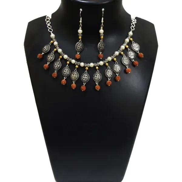Brown_Metal_Beads_Rudraksha_Synthetic_Pearl_Choker_Necklace_For_Women