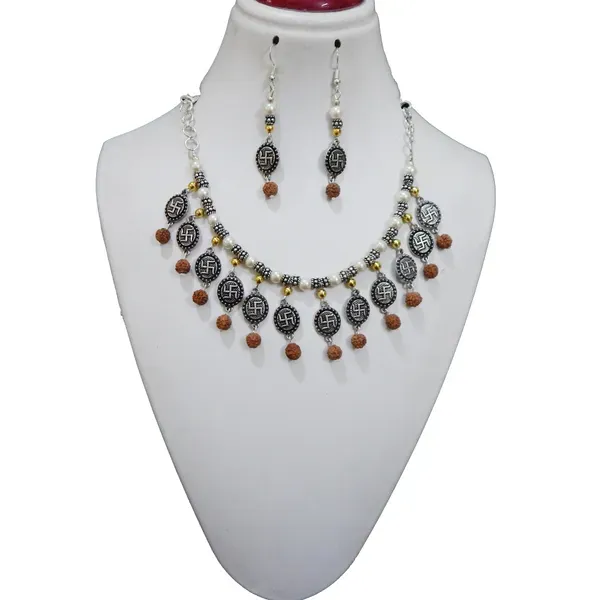 Brown_Metal_Beads_Rudraksha_Synthetic_Pearl_Choker_Necklace_For_Women