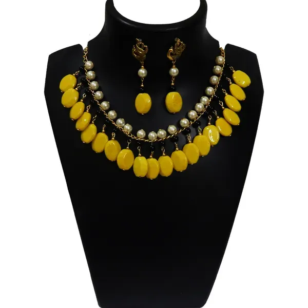 Yellow_Glass_Beads_Fancy_Choker_Necklace_For_Women