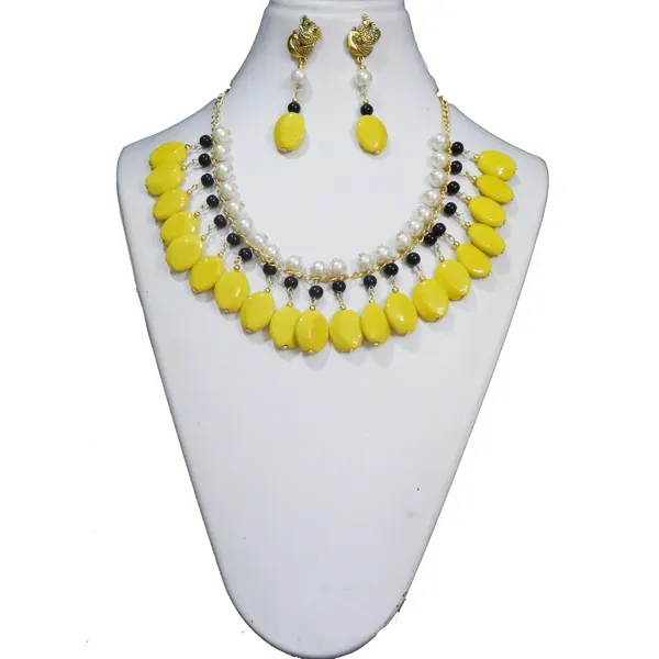 Yellow_Glass_Beads_Fancy_Choker_Necklace_For_Women