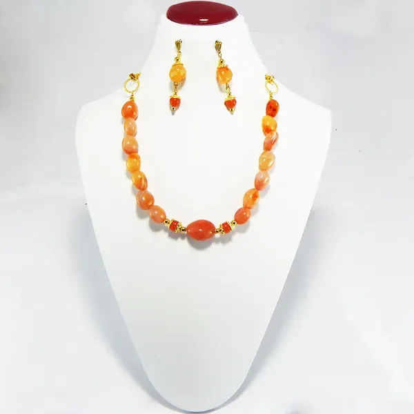 Orange_Gemstone_Carnelian_Tumble_Beads_Necklace_For_Women