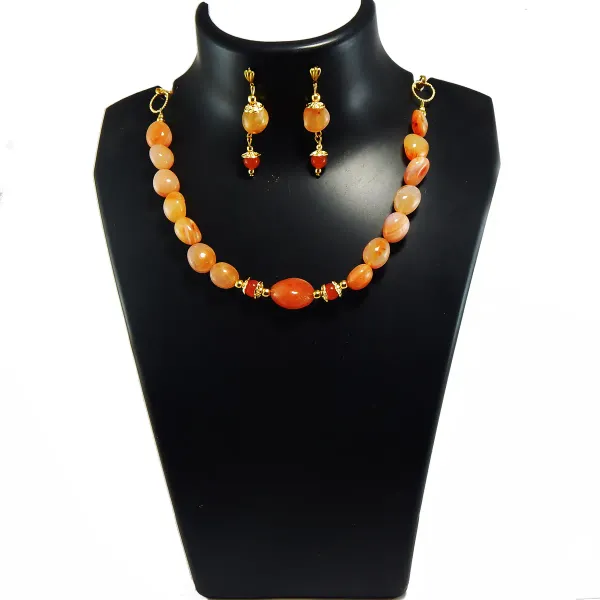 Orange_Gemstone_Carnelian_Tumble_Beads_Necklace_For_Women