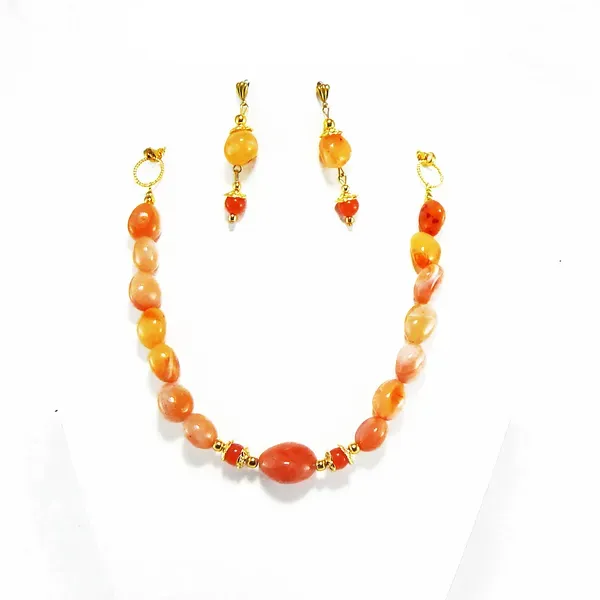 Orange_Gemstone_Carnelian_Tumble_Beads_Necklace_For_Women