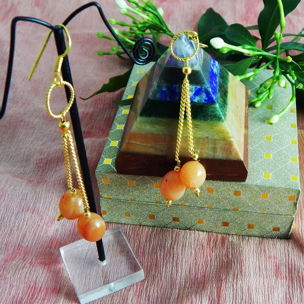 Orange_Gemstone_Carnelian_Tumble_Earrings_For_Women