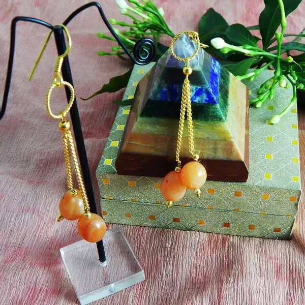 Orange_Gemstone_Carnelian_Tumble_Earrings_For_Women
