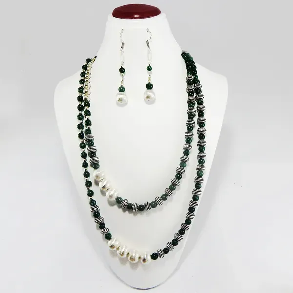 Green_Gemstone_Green_Aventurine_Metal_Beads_Necklace_For_Women