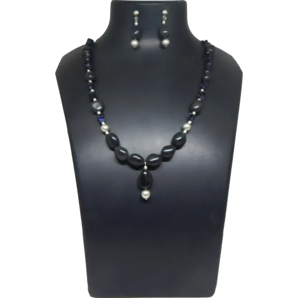 Black_Gemstone_Blue_Goldstone_Chips_And_Agate_Tumble_Necklace_For_Women