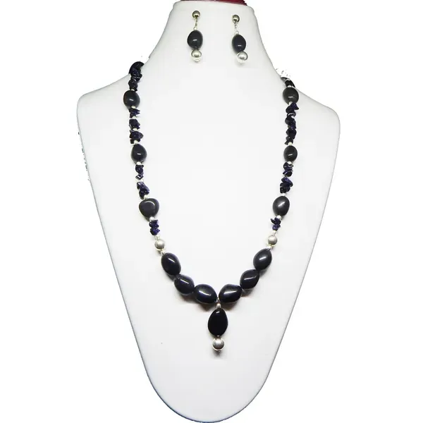 Black_Gemstone_Blue_Goldstone_Chips_And_Agate_Tumble_Necklace_For_Women