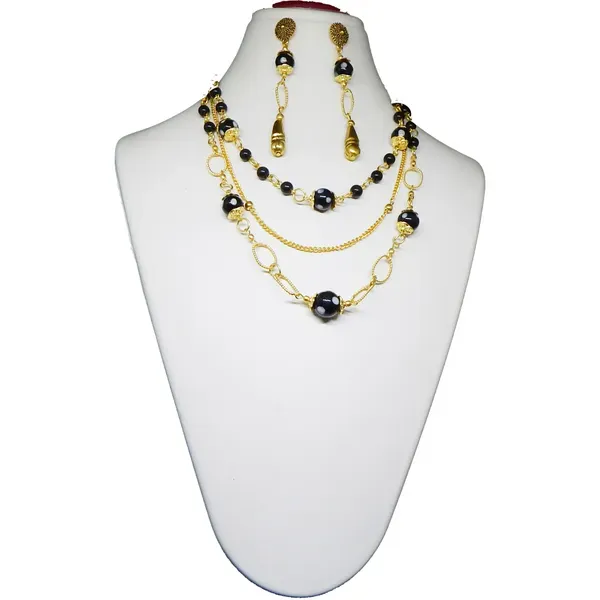 Gold_Multi_Line_Metal_Chain_Glass_Beads_Necklace_For_Women